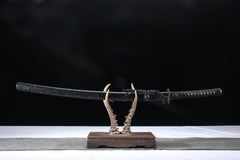 Midnight Scatter 5160 spring steel katana in textured black / black product photo 1