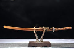 Amber Grain 5160 spring steel katana in amber brown / brown product photo 1