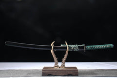 Teal Contrast 5160 spring steel katana in black / teal product photo 1
