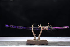 Amethyst Bloom 5160 spring steel katana in amethyst purple / multicolor cord product photo 1