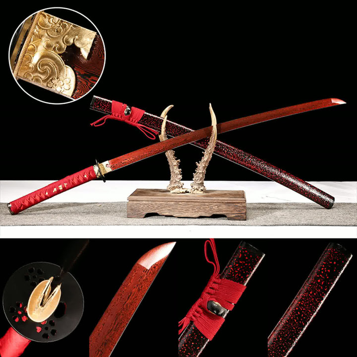 Katana - Red T10 Damascus Steel | 血玲珑