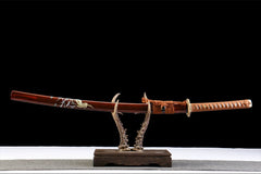 黑金棕络 katana product detail image 1 showing blade, saya, and fittings