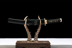 墨淬幽绿 tanto product detail image 1 showing blade, saya, and fittings
