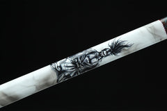 白眉道长 chokuto product detail image 1 showing blade, saya, and fittings