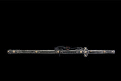 牡丹花开唐刀 chinese sword product detail image 1 showing blade, saya, and fittings