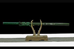 绿幽 chokuto product detail image 1 showing blade, saya, and fittings