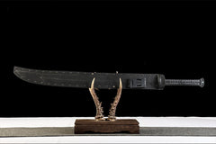 寂静者-单手雁翎刀 chinese sword product detail image 1 showing blade, saya, and fittings