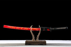 焰金黑柄 katana product detail image 1 showing blade, saya, and fittings