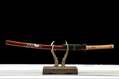 褐刃 katana product detail image 1 showing blade, saya, and fittings