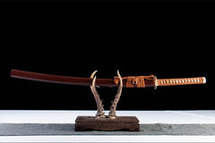 绯金流影 katana product detail image 1 showing blade, saya, and fittings