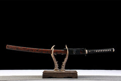 赤霄龙鸣 katana product detail image 1 showing blade, saya, and fittings
