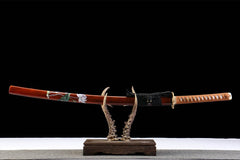 绯樱斩月 katana product detail image 1 showing blade, saya, and fittings
