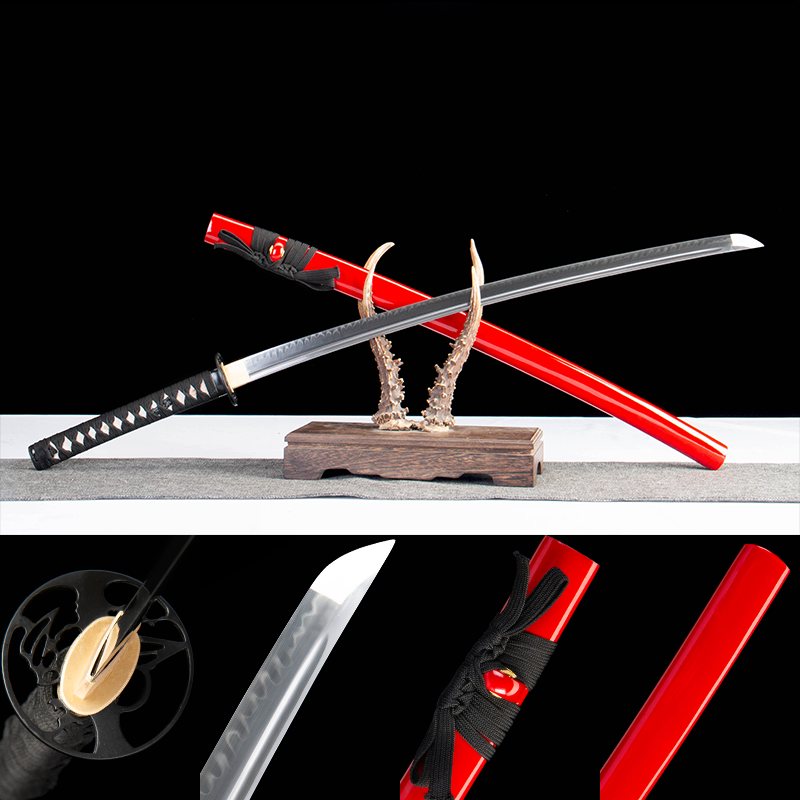 Red Saya T10 Clay Tempered Hamon Katana main product image