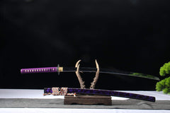 Amethyst Bloom 5160 spring steel katana in amethyst purple / multicolor cord product photo 2