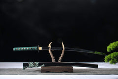 Teal Contrast 5160 spring steel katana in black / teal product photo 2