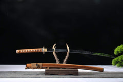 Amber Grain 5160 spring steel katana in amber brown / brown product photo 2