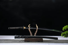 Midnight Scatter 5160 spring steel katana in textured black / black product photo 2
