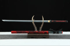 魔女 chokuto product detail image 2 showing blade, saya, and fittings