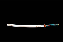 Shinobu Kocho High-Polish 1065 Steel Katana blade and fittings detail