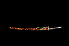 红尘过客 katana product detail image 2 showing blade, saya, and fittings