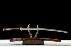 焰刃 katana product detail image 2 showing blade, saya, and fittings