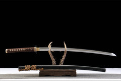 玄金棕纹 katana product detail image 2 showing blade, saya, and fittings