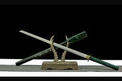 绿幽 chokuto product detail image 2 showing blade, saya, and fittings