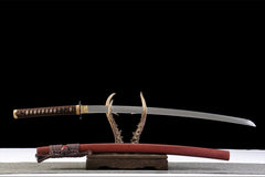 赤金绯刃 katana product detail image 2 showing blade, saya, and fittings