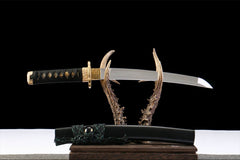 墨淬幽绿 tanto product detail image 2 showing blade, saya, and fittings