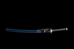 Gilded Dragon T10 Clay Tempered Katana blade and fittings detail