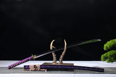 Amethyst Bloom 5160 spring steel katana in amethyst purple / multicolor cord product photo 3