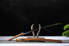 Amber Grain 5160 spring steel katana in amber brown / brown product photo 3