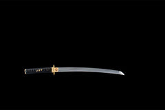 黑金扇影 wakizashi product detail image 3 showing blade, saya, and fittings