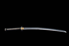 Red Saya T10 Clay Tempered Katana saya and handle detail