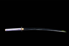 Dream Purple T10 Aged Steel Katana saya and handle detail