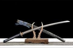 墨鳞·流光 katana product detail image 3 showing blade, saya, and fittings