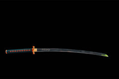 Shinobu Kocho High-Polish 1065 Steel Katana saya and handle detail