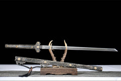 牡丹花开唐刀 chinese sword product detail image 3 showing blade, saya, and fittings