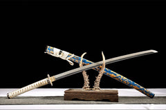 霜华流云 katana product detail image 3 showing blade, saya, and fittings