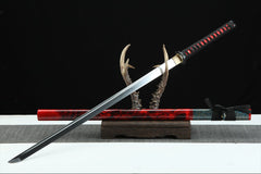 魔女 chokuto product detail image 3 showing blade, saya, and fittings