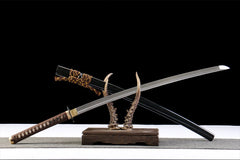 玄金棕纹 katana product detail image 3 showing blade, saya, and fittings