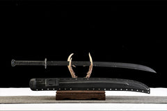 寂静者-单手雁翎刀 chinese sword product detail image 3 showing blade, saya, and fittings
