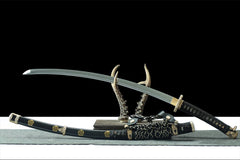 黑魔太刀 tachi product detail image 3 showing blade, saya, and fittings