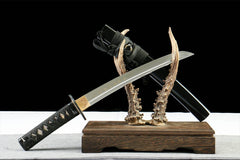 黑煞锋 wakizashi product detail image 3 showing blade, saya, and fittings