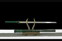 绿幽 chokuto product detail image 3 showing blade, saya, and fittings
