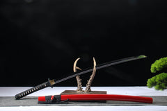 Crimson Line 5160 spring steel katana in crimson red / black product photo 4