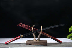Burgundy Flourish 5160 spring steel katana in burgundy / red product photo 4