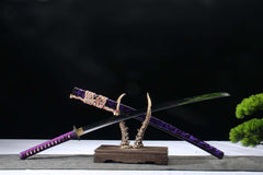 Amethyst Bloom 5160 spring steel katana in amethyst purple / multicolor cord product photo 4