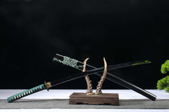Teal Contrast 5160 spring steel katana in black / teal product photo 4
