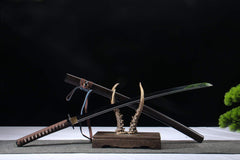 Slate Dusk 5160 spring steel katana in dark brown / blue-gray cord product photo 4
